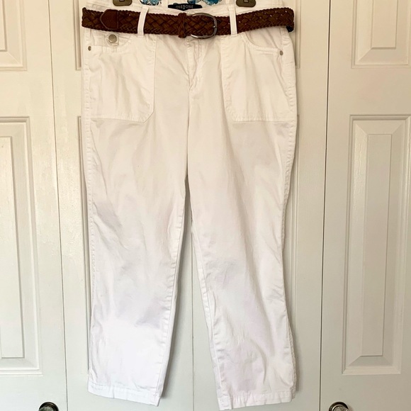NEW One 5 One White Cropped Pants Size 12 - Picture 2 of 9